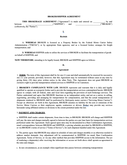 BrokerShipper Agreement Image